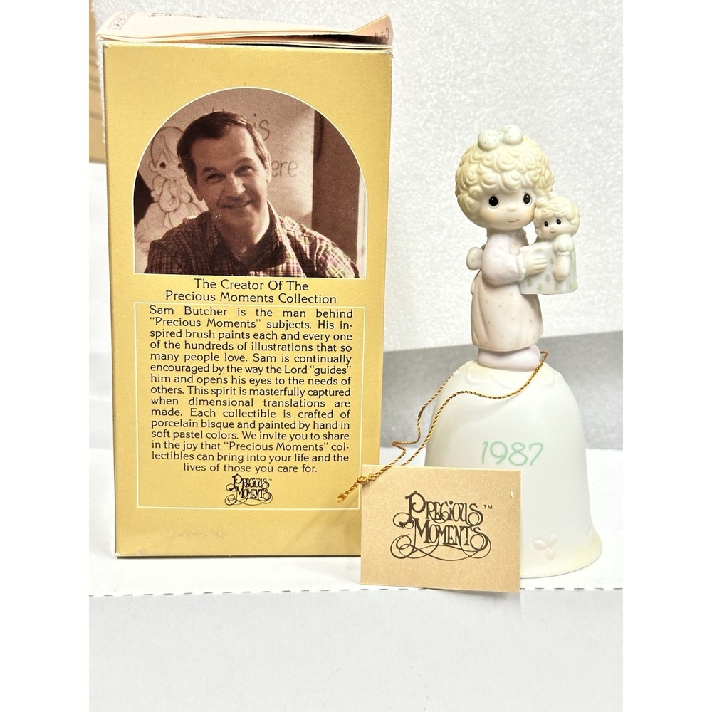Precious Moments "Love Is‎ The Best Gift Of All" 1987 Figurine Bisque Bell - Picture 6 of 8